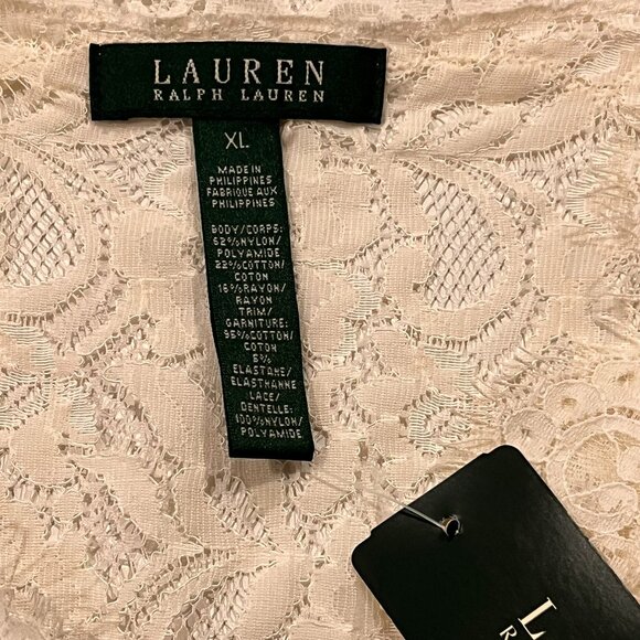 Lauren Ralph Lauren Sleeveless Lace Top NWT, Ivory, XL - Picture 3 of 7